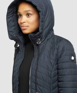 Khujo MANTEL TOOTS STRUCTURED - Cappotto Invernale - Dunkelblau, Donna -Offerte khujo Negozio 09d31da4c2fd4806901a55129832e715