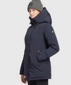 Khujo KANDA - Cappotto Invernale - Dark Blue, Donna -Offerte khujo Negozio 16030c0b11da4840b19422dbfdc55e35