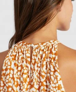 Khujo KELSA - Vestito Estivo - Ocker Geblümt, Donna -Offerte khujo Negozio 1670e5bc930b4edcad9aa61a916f8de0