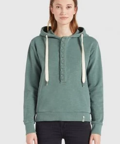 Khujo KEIKI - Felpa Con Cappuccio - Aqua Gewaschen, Donna