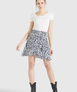 Khujo UNDINE - Gonna A Campana - Dunkelblau-weiß Geblümt, Donna -Offerte khujo Negozio 21d347c6b0544e418abd3e172b4ecebd