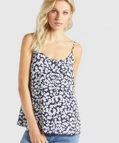 Khujo ELLEN - Camicetta - Dunkelblau Weiß Geblümt, Donna