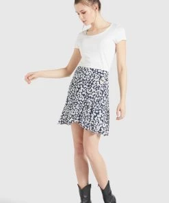 Khujo UNDINE - Gonna A Campana - Dunkelblau-weiß Geblümt, Donna -Offerte khujo Negozio 2c638add342747fd84432d3cfdbb99f4