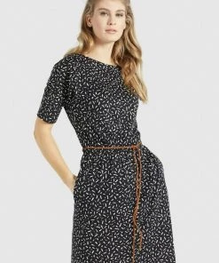 Khujo GABY - Vestito Di Maglina - Schwarz-weiß Gemustert, Donna