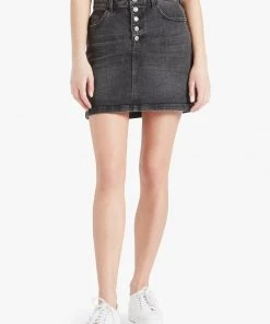 Khujo MAXIMA - Gonna Di Jeans - Schwarz Gewaschen, Donna