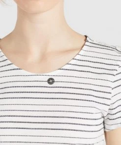 Khujo RAFAELA - T-shirt Con Stampa - Weiß-schwarz Gestreift, Donna -Offerte khujo Negozio 4ee85677129547bb8b59b3833abca78e