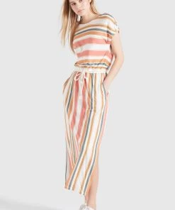 Khujo DOREEN - Vestito Lungo - Mehrfarbig Gestreift, Donna -Offerte khujo Negozio 53d27abb021a4d18841d9cdd443c7b77