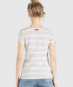 Khujo RAFAELA - T-shirt Con Stampa - Weiß-schwarz Gestreift, Donna -Offerte khujo Negozio 8f8855c559754662ada9b1d5b19f5823