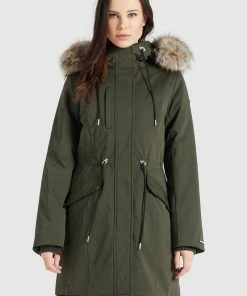 Khujo HARUNA - Cappotto Invernale - Dunkeloliv, Donna