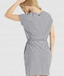 Khujo ANNEMARIE - Vestito Di Maglina - Weiß-blau Gestreift, Donna -Offerte khujo Negozio a63c4275ad2c49d5b956cf0cd9e25e09