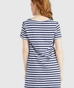 Khujo VAISHALI - Vestito Di Maglina - Blau Gestreift, Donna -Offerte khujo Negozio ad64b65d0e7141028ca6c53edc21902a