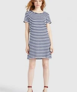 Khujo VAISHALI - Vestito Di Maglina - Blau Gestreift, Donna -Offerte khujo Negozio c043791a433544daa44ed6d8429768e4