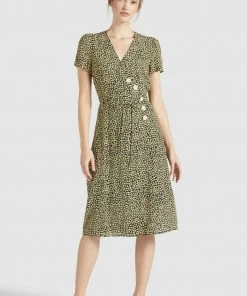 Khujo PORGY - Vestito Estivo - Schwarz-gelb Geblümt, Donna