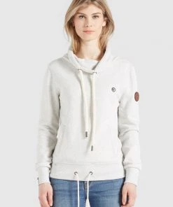 Khujo TEMPA - Felpa Con Cappuccio - Hellgrau Meliert, Donna