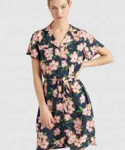Khujo ELIZAVETA - Abito A Camicia - Xb8 Rose Hawaiian Floral Aop, Donna