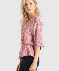 Khujo RINALDA - Camicetta - Rot Weiß Geblümt, Donna -Offerte khujo Negozio d0f4a86a1ded4010a8f853e08b94e346