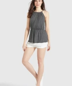 Khujo VALDA - Top - Schwarz-weiß Gestreift, Donna -Offerte khujo Negozio d8cee92ed5bd4ad59b5e7a878a324b29