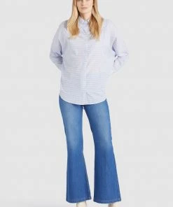 Khujo HINDE - Camicia - Blue/white, Donna